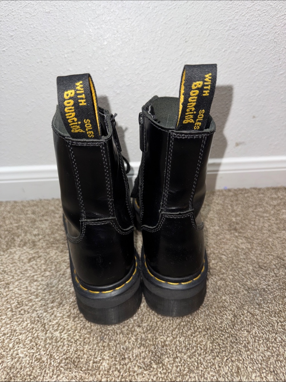 Black Jadon Platform Leather Doc Martens - Picture 3 of 5